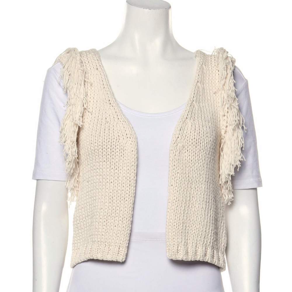 Vintage Knitted Cardigan Fringe Sleeves